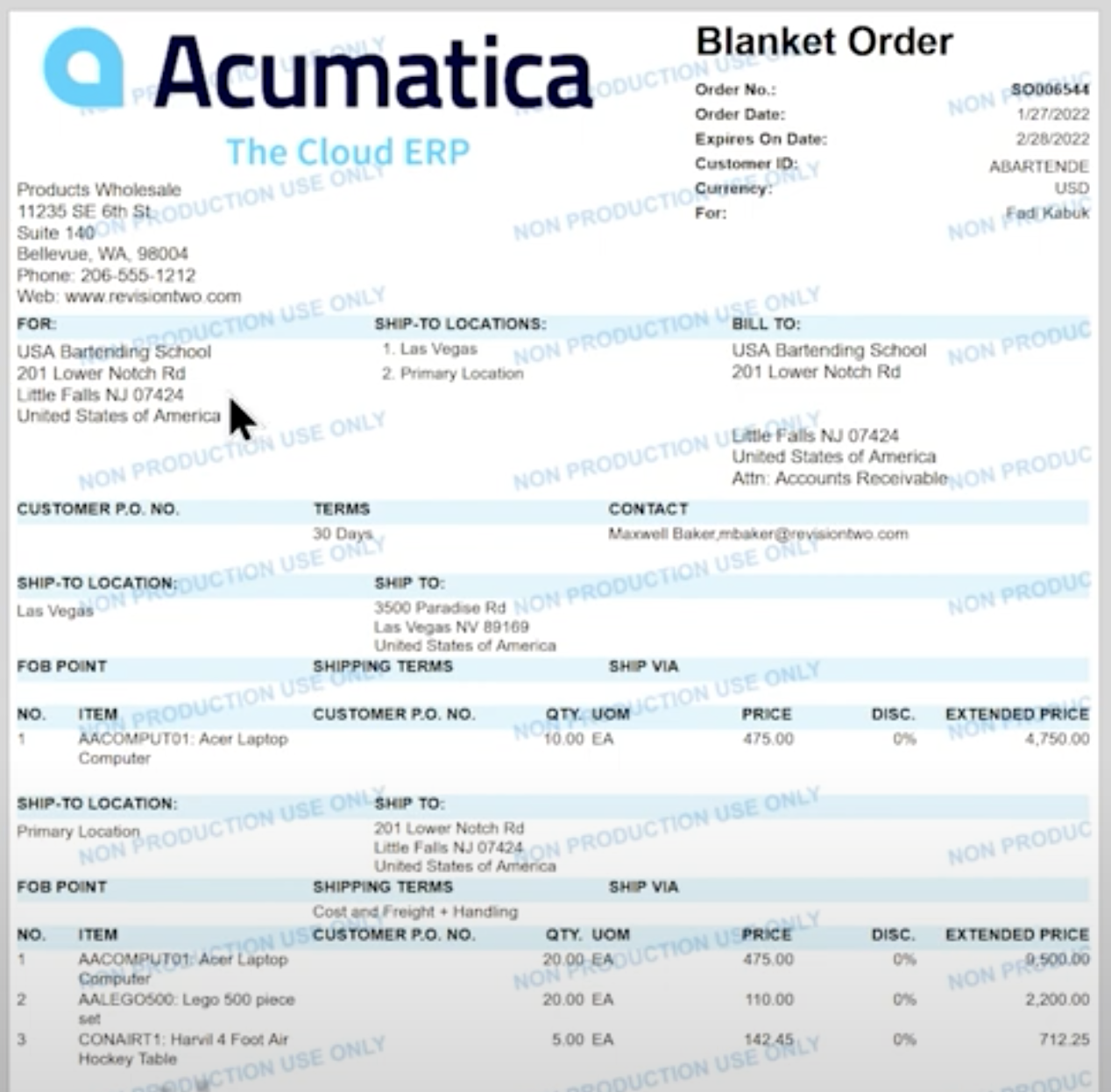 Blanket Sales Orders in Acumatica